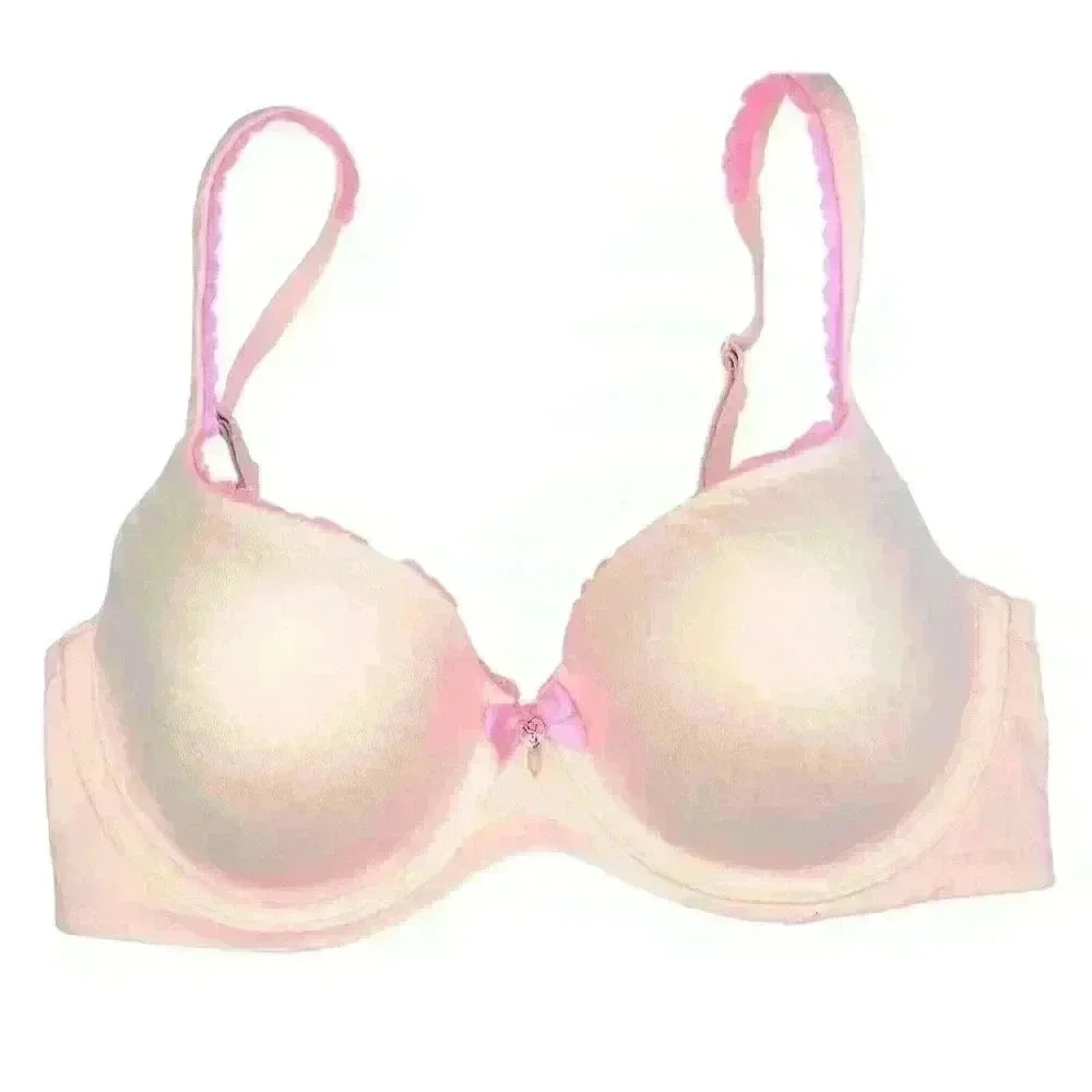 Victoria's Secret Body by Victoria lined demi 32D bow lace charm underwired pink
